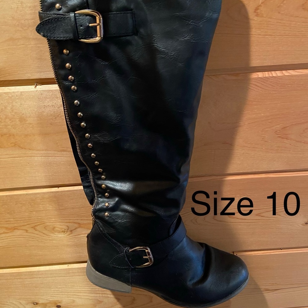 Black boots with stud detail